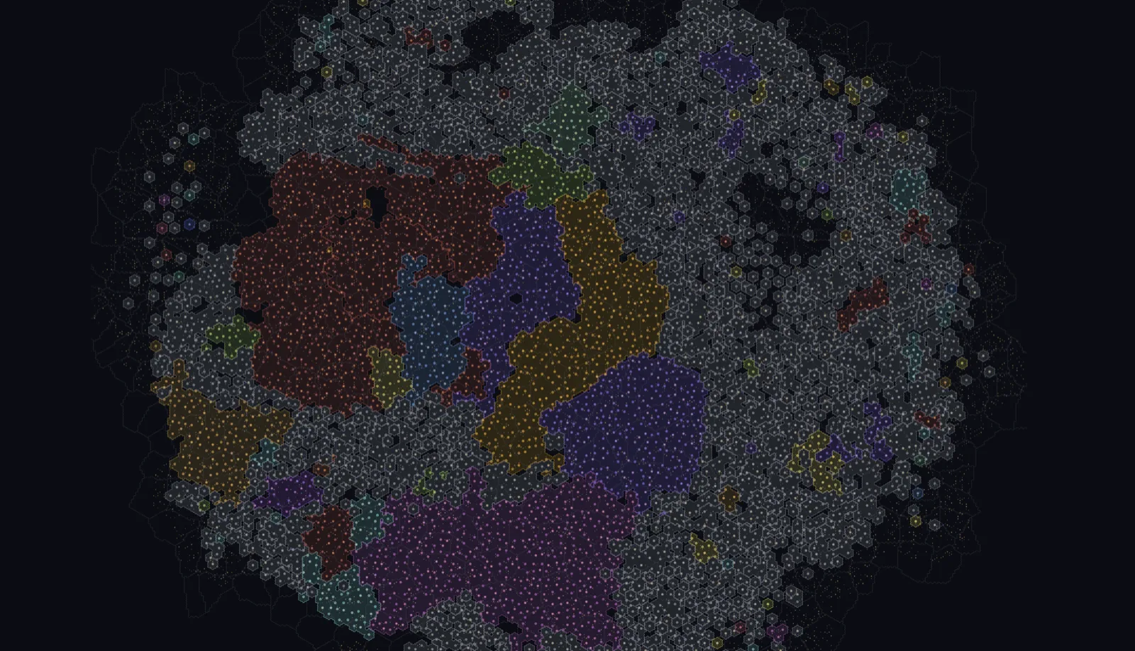 Empire territory across the full Old Light galaxy map, one colour per empire