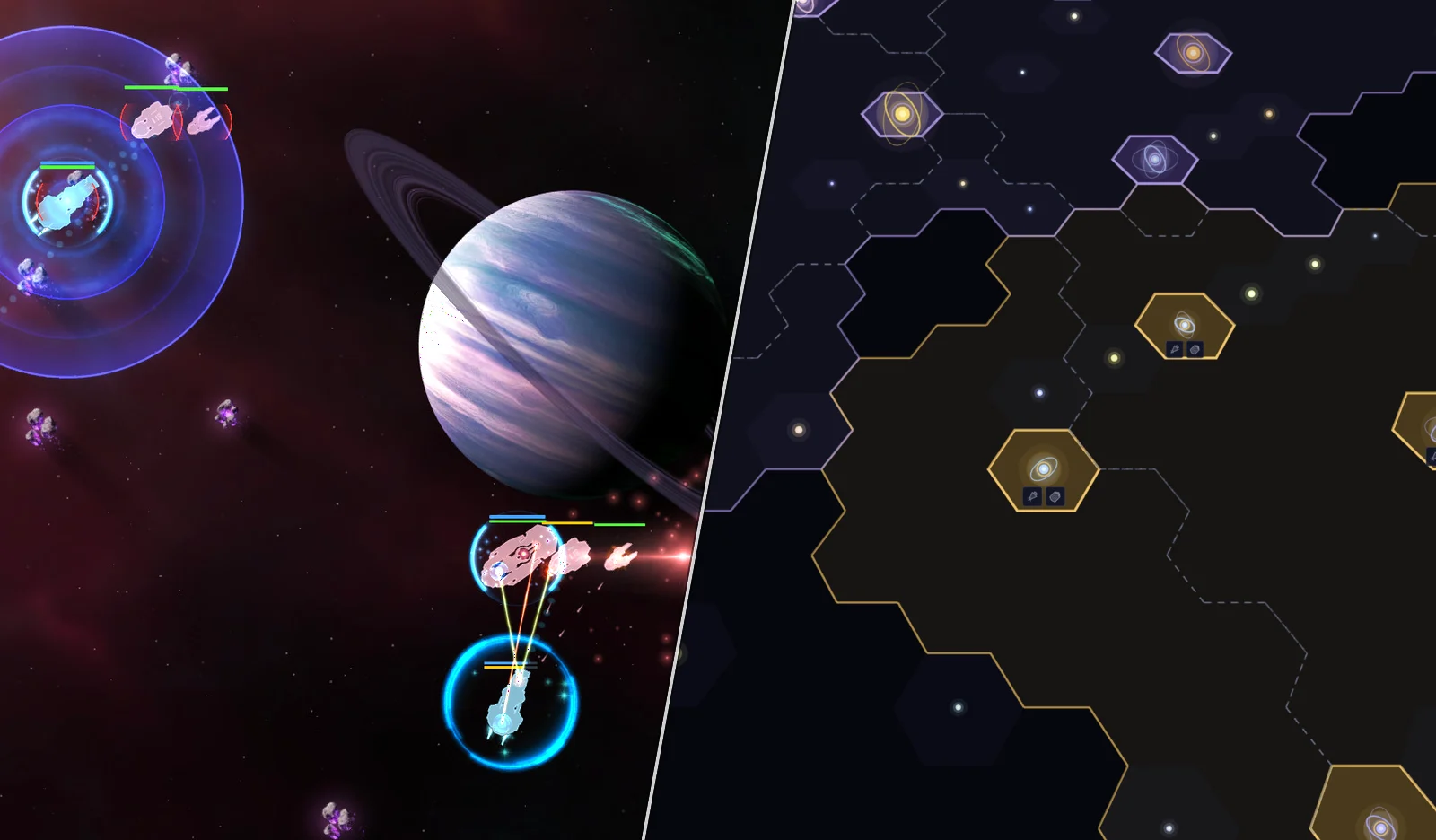 A wide view of the Old Light galaxy map with rival empires spread across it