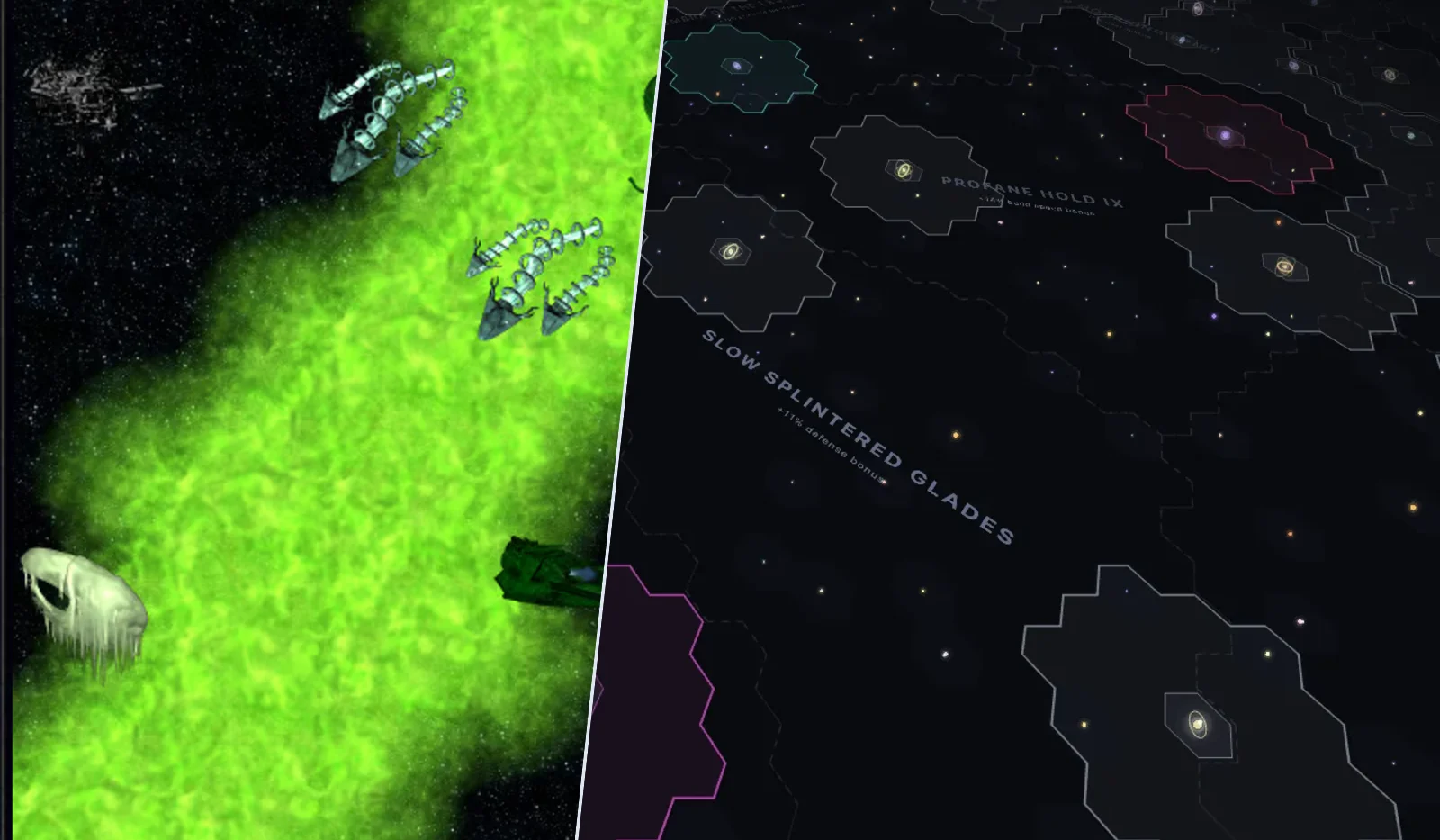 Pardus and the Old Light galaxy shown side by side
