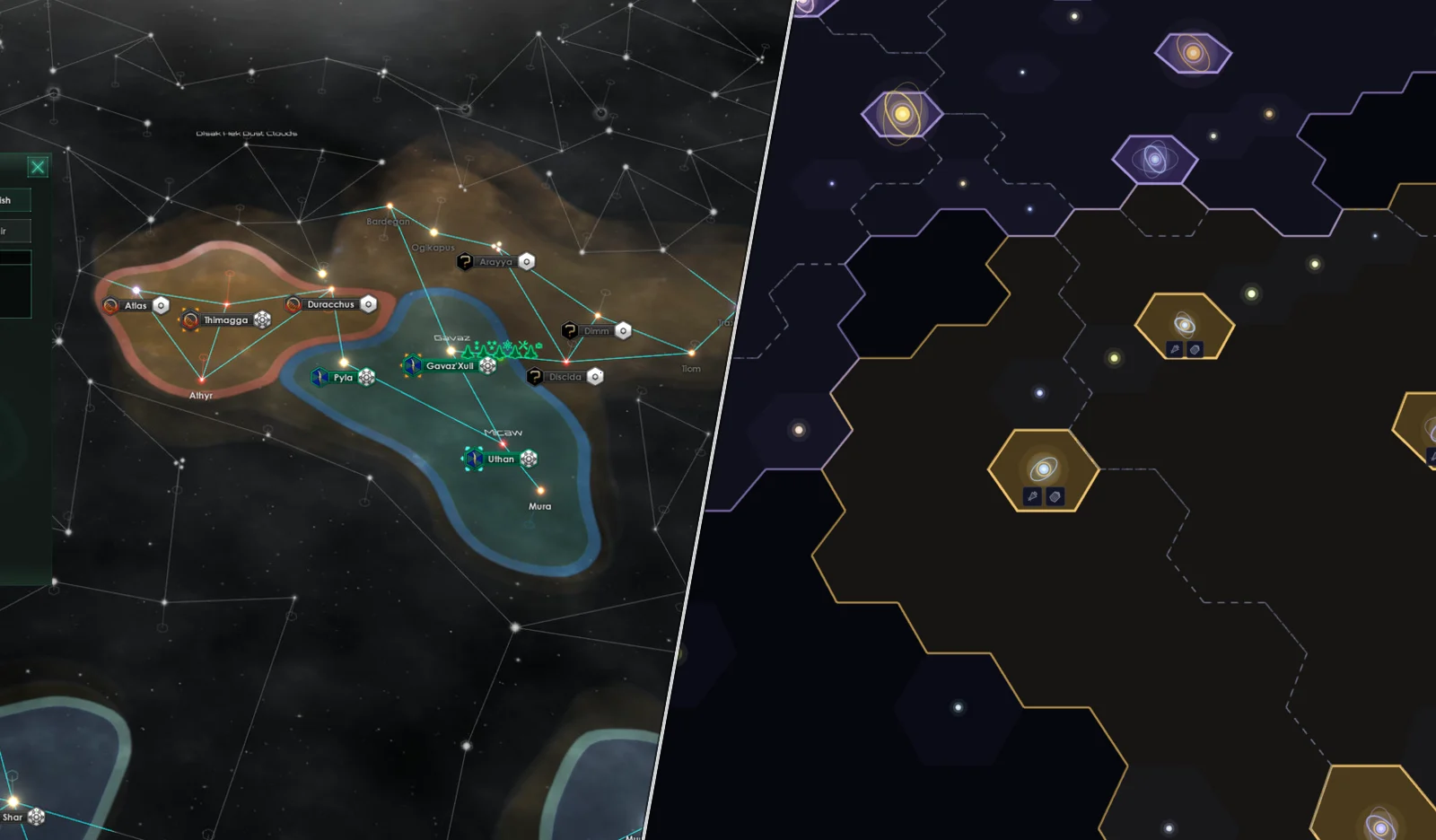 The Old Light galaxy spread across the screen, empires and borders visible