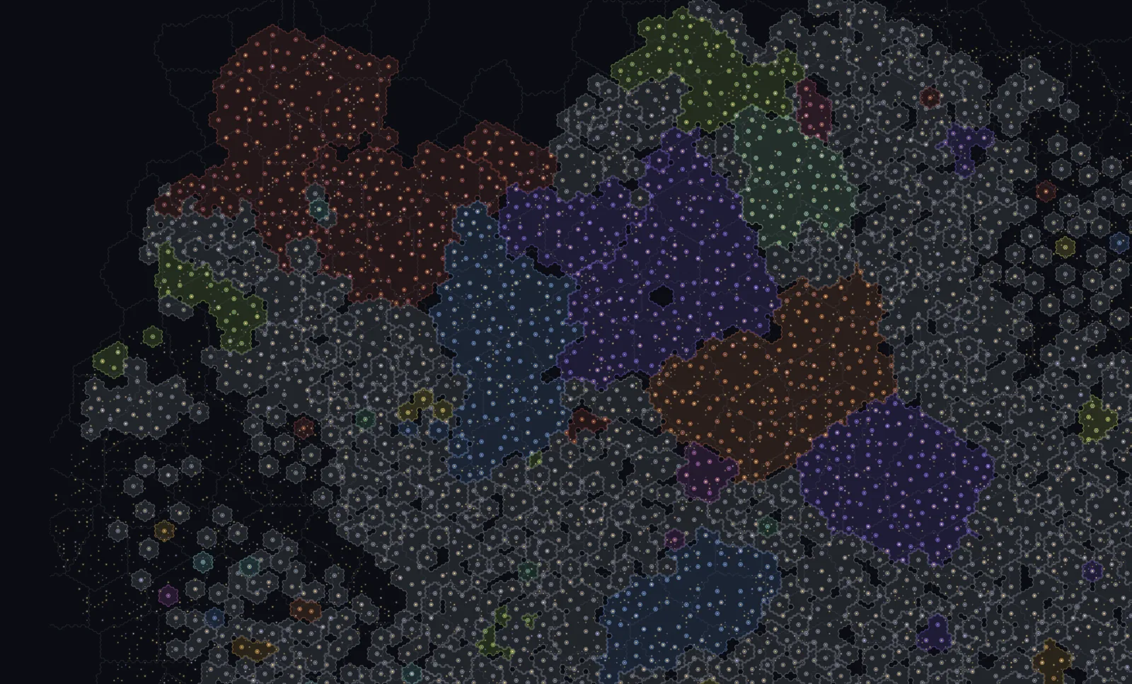 The Old Light galaxy map open inside the game, with the search box and empire territory across the galaxy